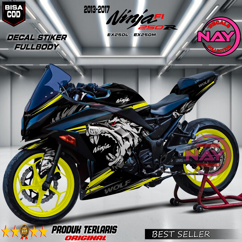 Decal Stiker Ninja 250 FI Full Body Model Wolf / Variasi Stiker Motor Ninja Keren Anti Luntur NDC483
