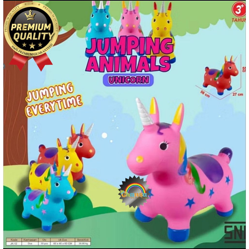 Jumping Animal Musik Mainan Anak / Kuda Karet Tebal / Kuda Kudaan Karet / Animal Tunggang