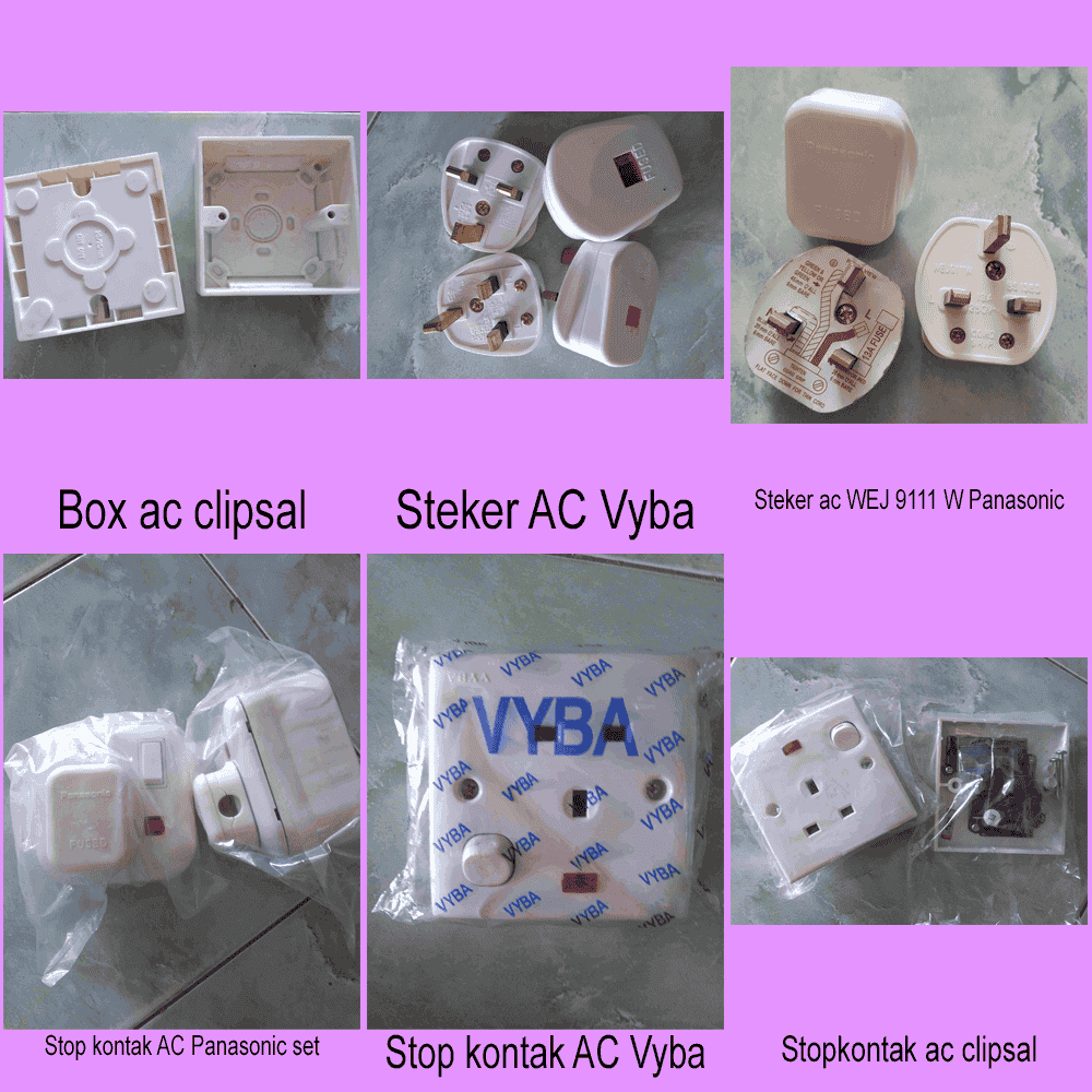 Stop kontak Steker AC set Vyba Scheneider Clipsal Panasonic saklar box