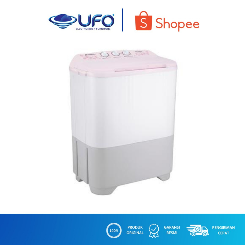 SHARP MESIN CUCI 2 TABUNG 7 KG EST80MWPK - PINK