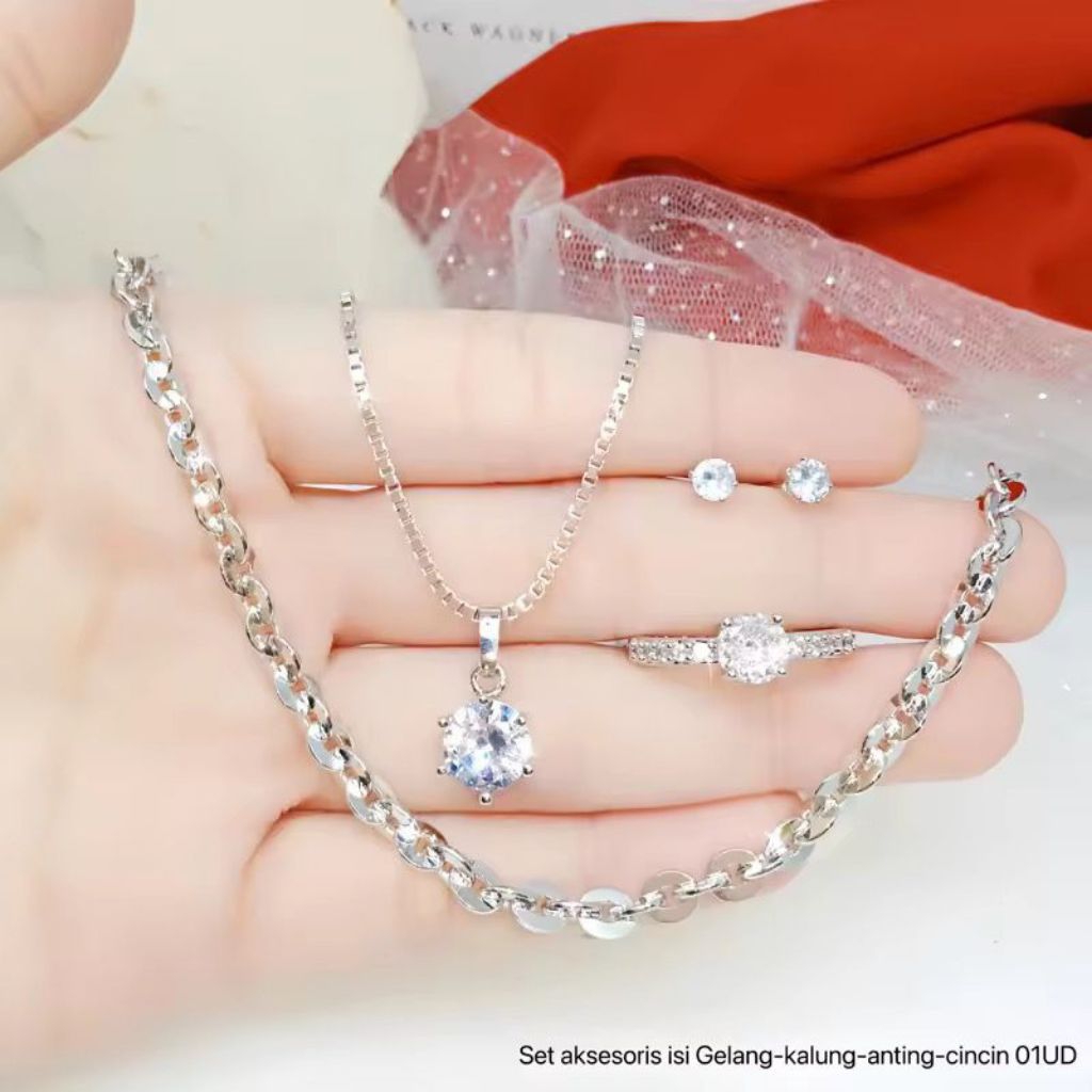 satu set perhiasan perak silver fashion wanita