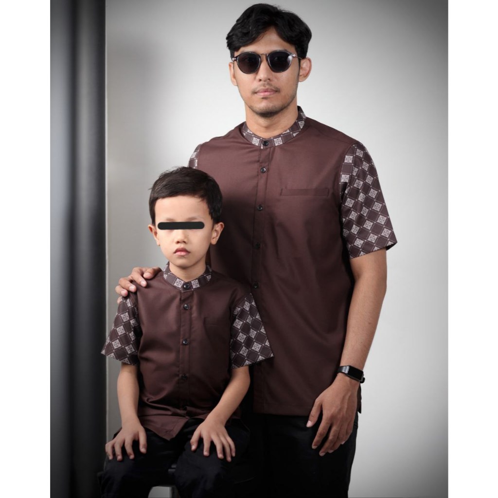 SaviqOfficial - Kemko Couple Mahogani Lengan Pendek Ayah Anak