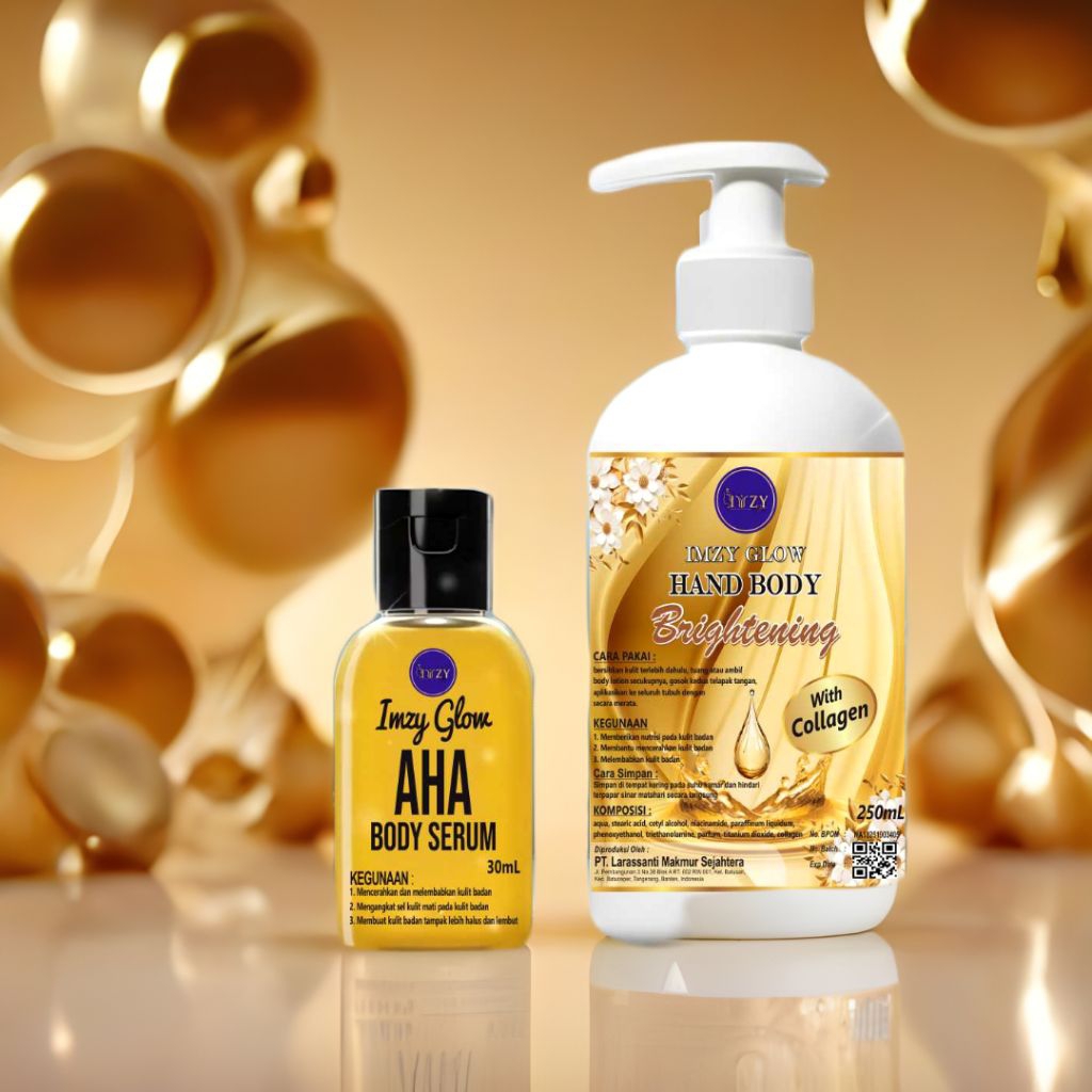 Imzy glow Paket Aha body serum dan handbody brightening collagen niacinamide BPOM