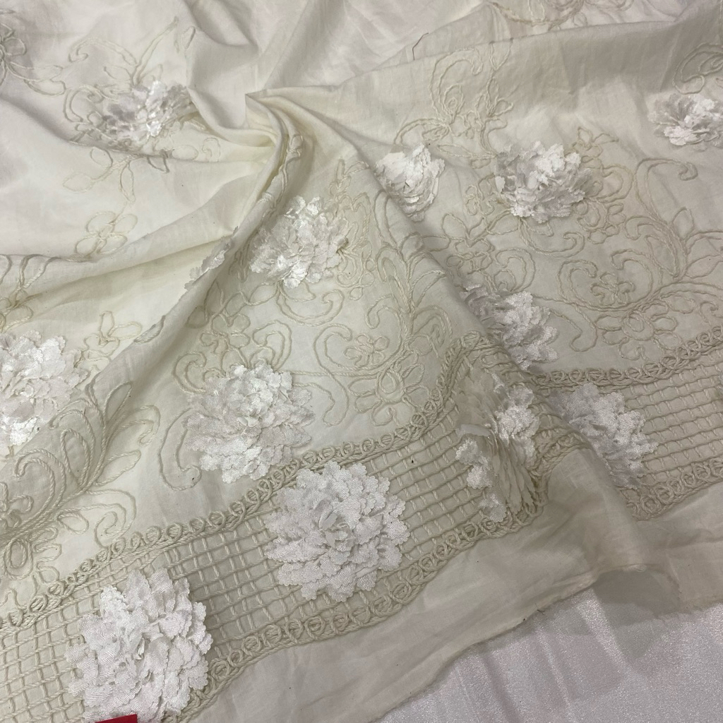 Kain Katun Meteran Bordir Tencel Korea Cotton Premium  Mewah