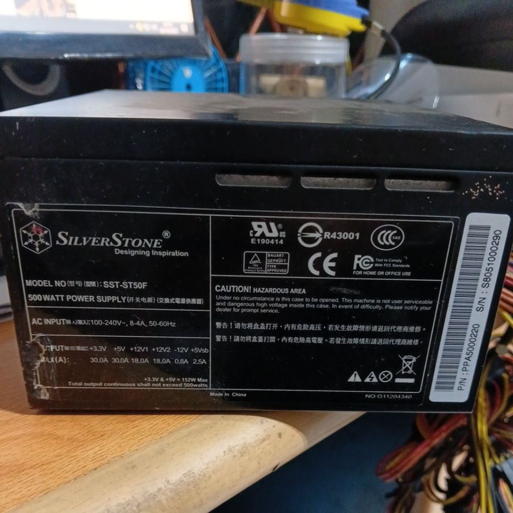 PSU power supply silver stone SST-ST50F 500W bekas seken normal