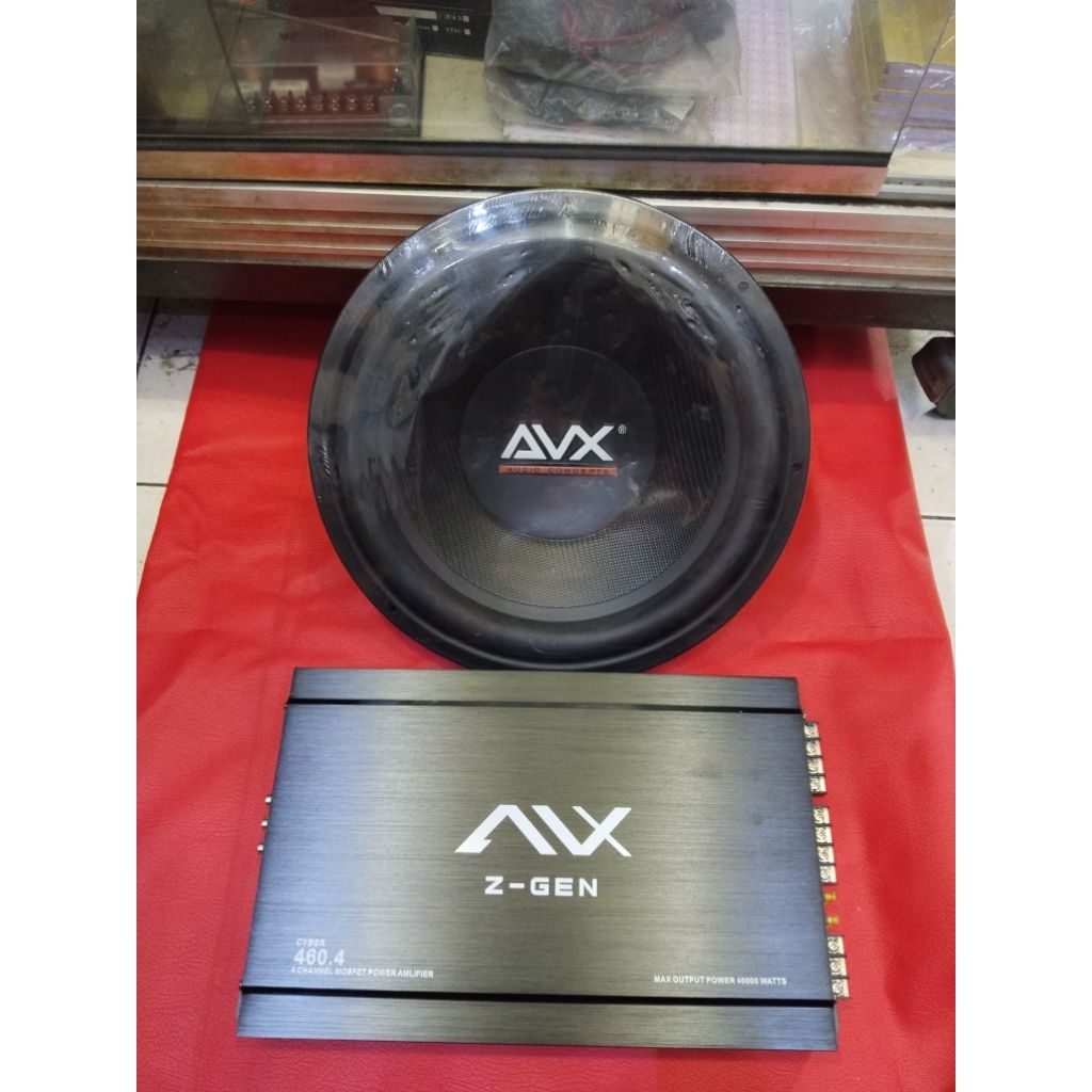 Power Amplifier Avx Cyber 460.4 4Channel 40000W - Random-Subwoofer Avx 12in Double Coil 300Watt Bass