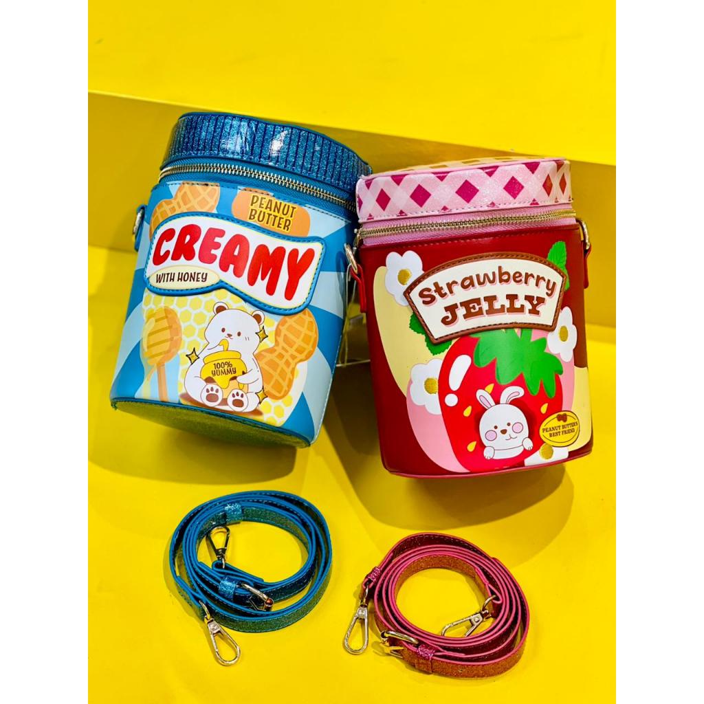 Cute Jar Hand Bag | Cute Strawberry Jelly Jar Hand Bag | Creamy Peanut Butter Hand Bag | Tas Makanan