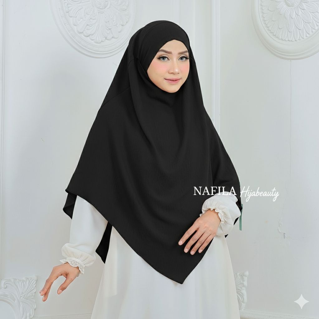 French Khimar 3in1 Kekinian Model Terbaru Bahan Crinkle Premium  Ukuran All size hijab Syari Tebal A