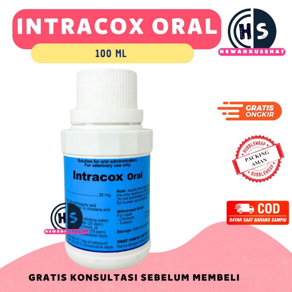 Intracox Oral 100 ml - Obat Koksi Semua Stadium Ayam ternak Hewan