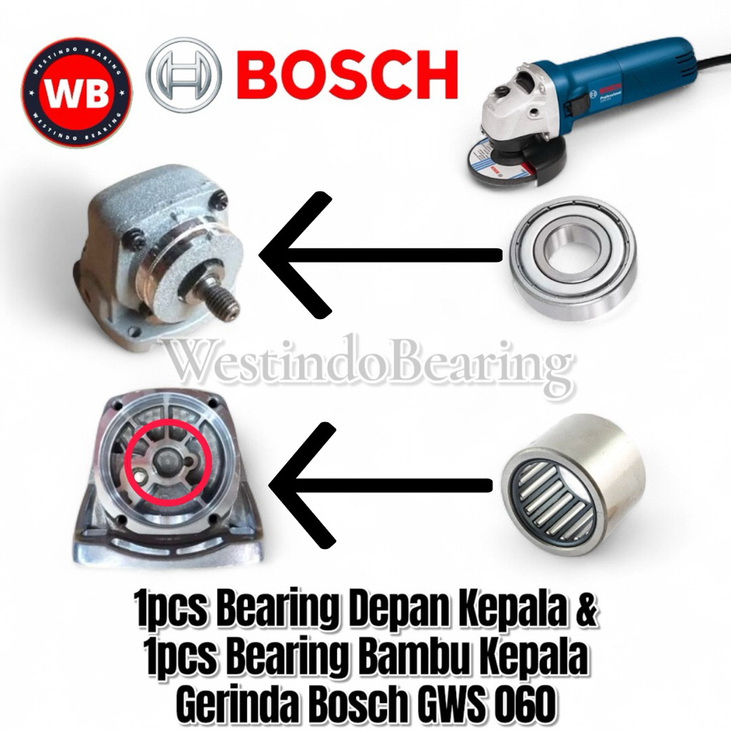 Bearing 2pcs Kepala Gerinda Bosch GWS 060 Laher Bambu Laker Lahar Depan Belakang Spindle Kepala Mesi