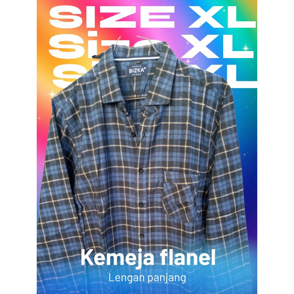 KEMEJA FLANEL XL LENGAN PANJANG NO4 PRIA WANITA
