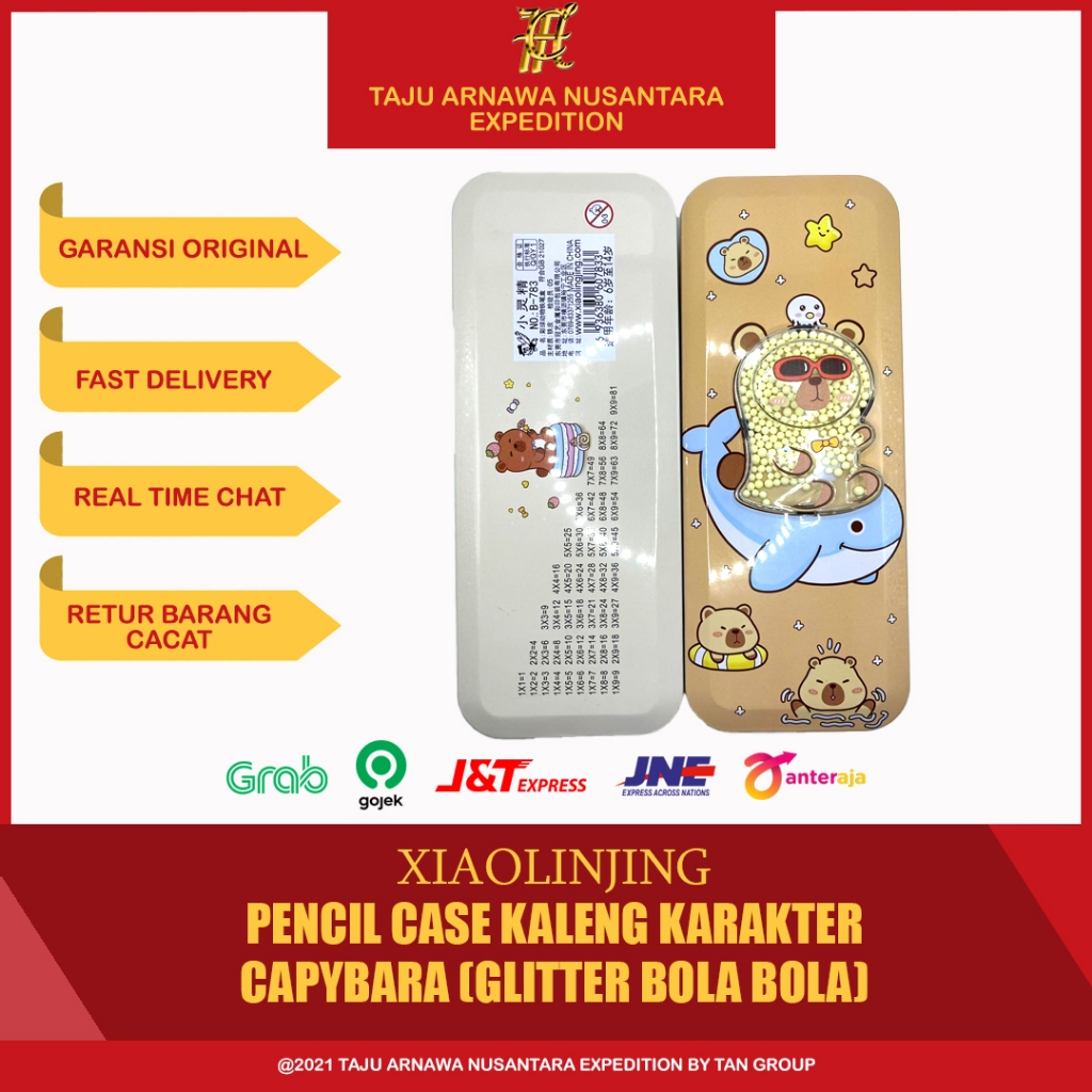 TEMPAT PENSIL KALENG KARAKTER CAPYBARA / Kotak Pensil Kaleng Gambar Capybara / Kotak Pensil Xiaoling