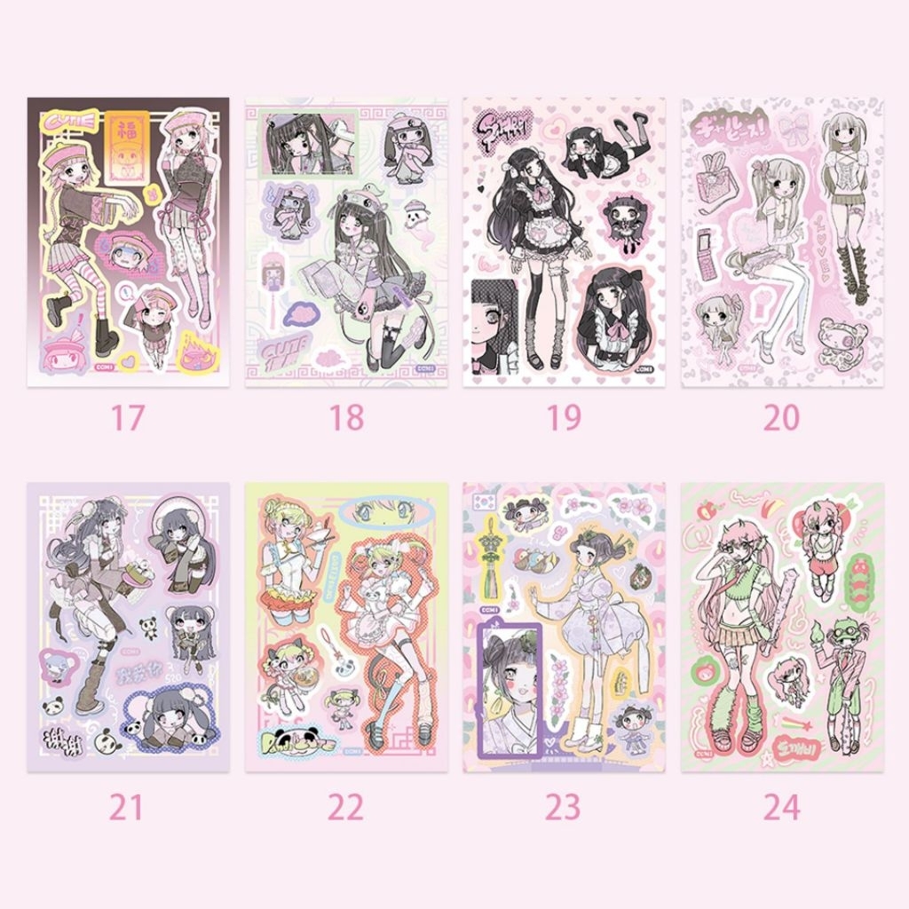 [WindHeart] 1 lembar sticker sheet Domiii sticker sheet korean y2k softie girl characters sticker de