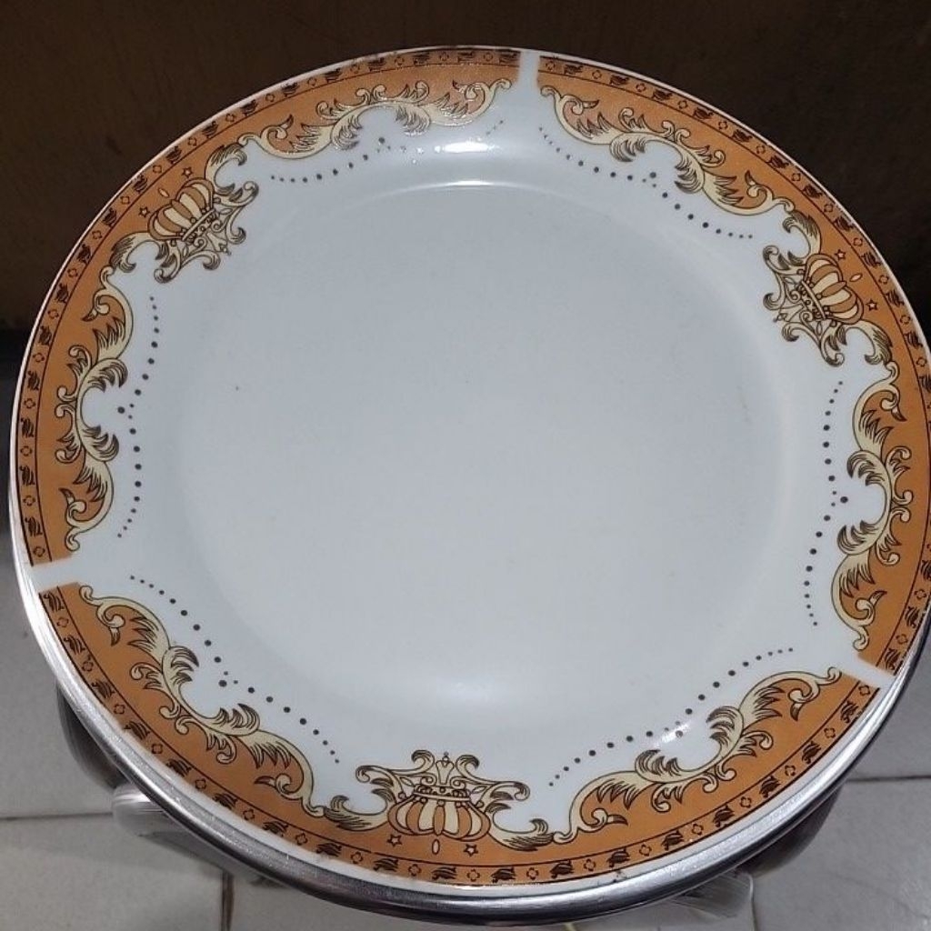 dinner plate mahkota 10,5inch keramik piring ceper mahkota list gold