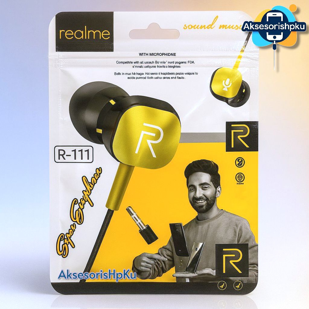 Handsfree Headset Realme R-111 Earphone R111 Suara Jernih Bass Mantap Untuk Semua HP