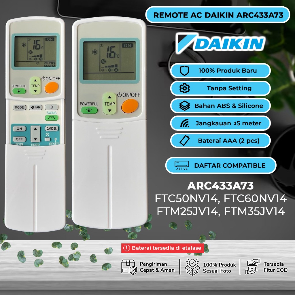 Remote Remot AC Daikin ARC433A73 FTC50NV14 FTC60NV14 FTM25JV14 FTM35JV14