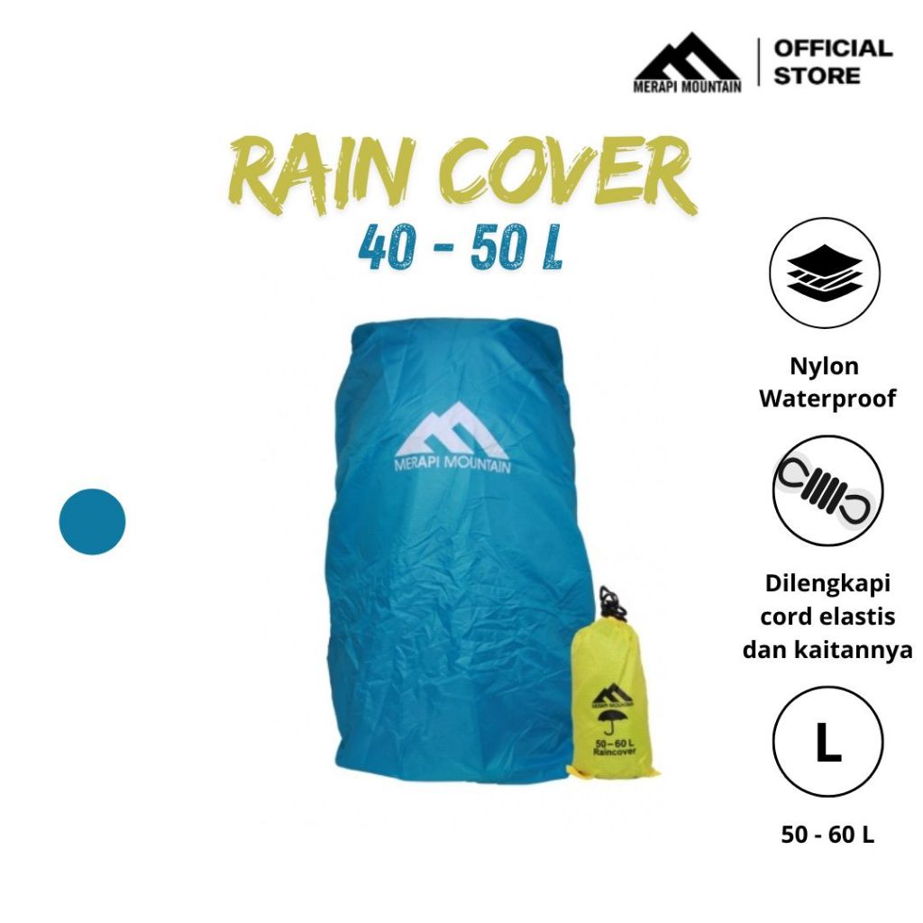 MERAPI MOUNTAIN Rain Cover Sarung Tas Premium Waterproof 50 - 60 L Nylon Backpack Cover Elastis