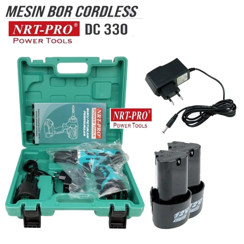 Bor Cordless NRT Pro DC 330 Mesin Bor 10mm/ Obeng Cordless Screw Driver/ Obeng Charge