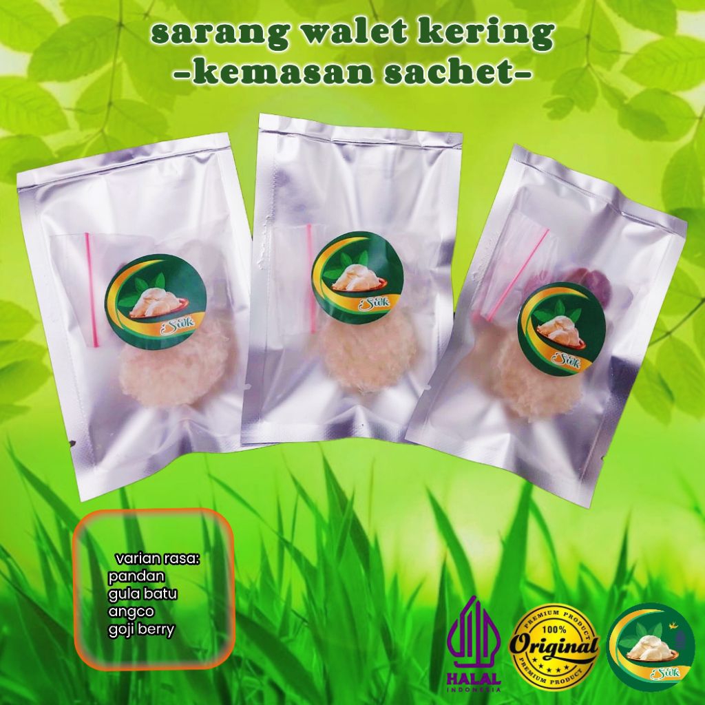 NATURE BIRDS NEST - Sarang burung walet kering kemasan sachet - siap masak