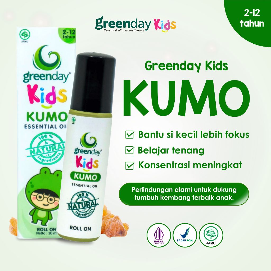 Greenday Kids KUMO – Essential Oil Anak untuk Fokus & Konsentrasi Belajar