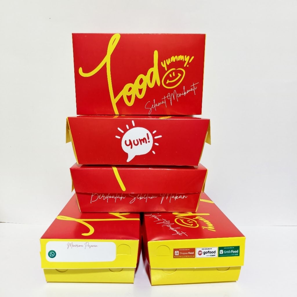 Paper lunch box L 100pcs food yummy dus makanan Kitak nasi ayam fried chicken mie ayam goreng bakar 