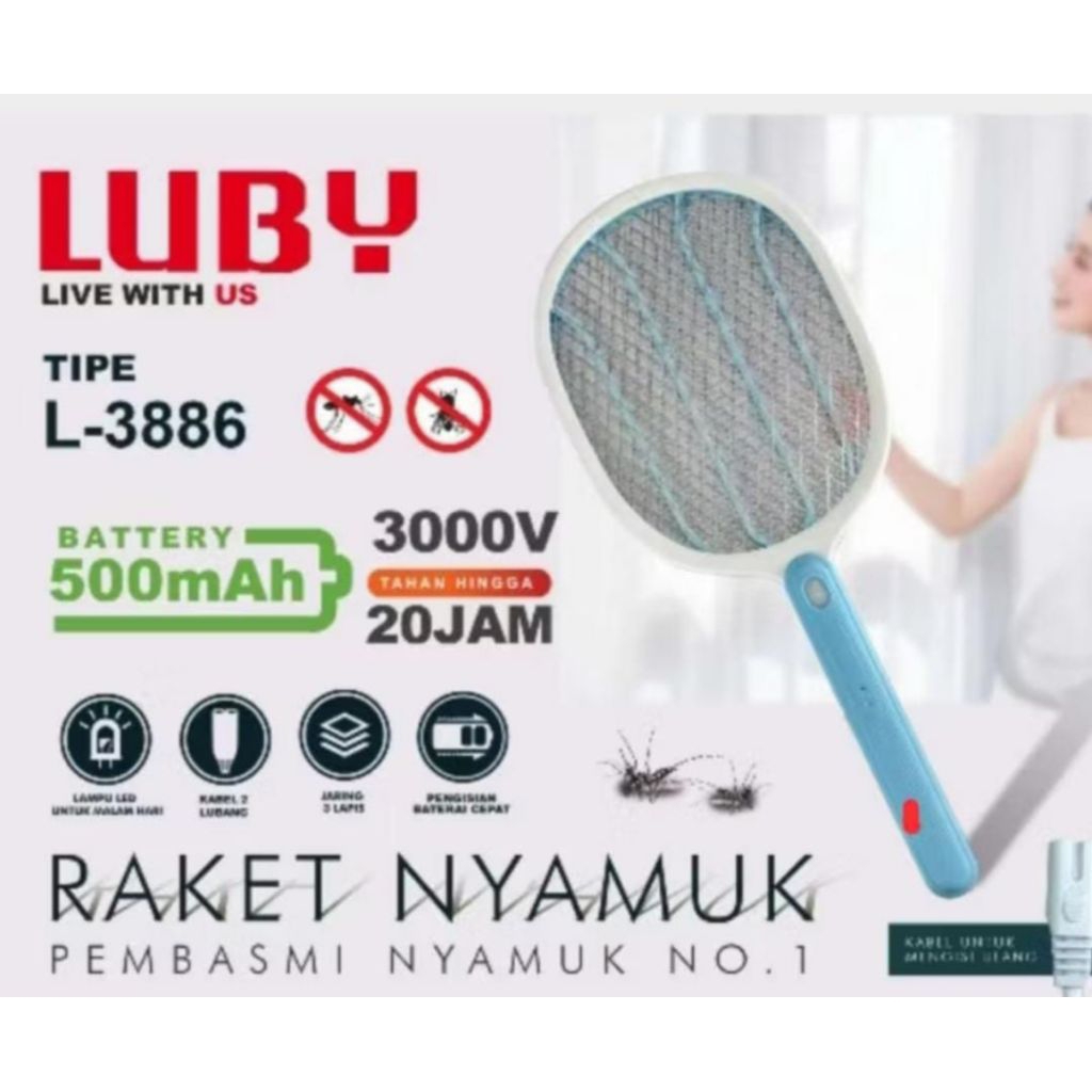 Raket Nyamuk L 3886 Luby raket nyamuk listrik raket nyamuk elektrik raket nyamuk rechargeable raket 