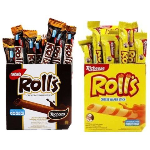 Nabati Rolls 2 Variasi Richeese & Richoco - Nabati Rolls Wafer Keju & Coklat [20pcs/box]