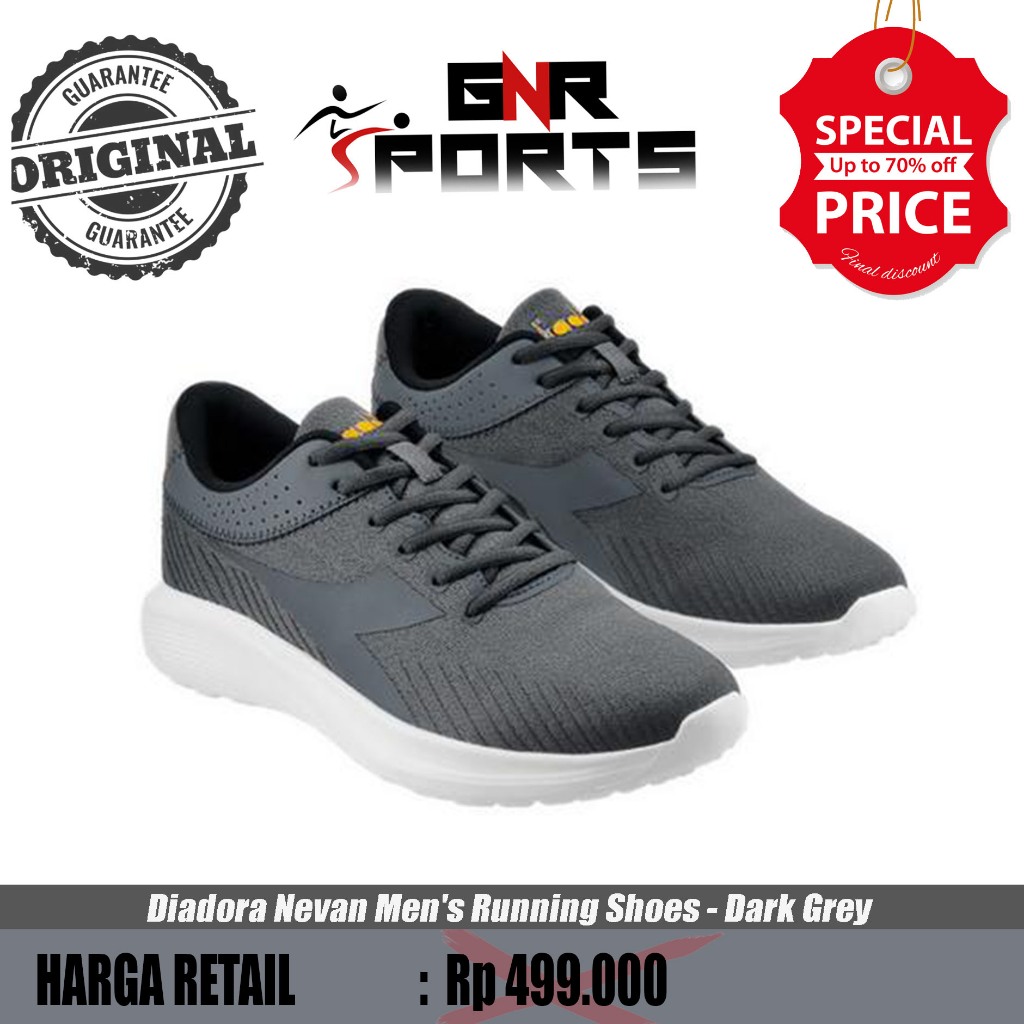 Sepatu Diadora Nevan Men's Running Shoes - Dark Grey Original 100%