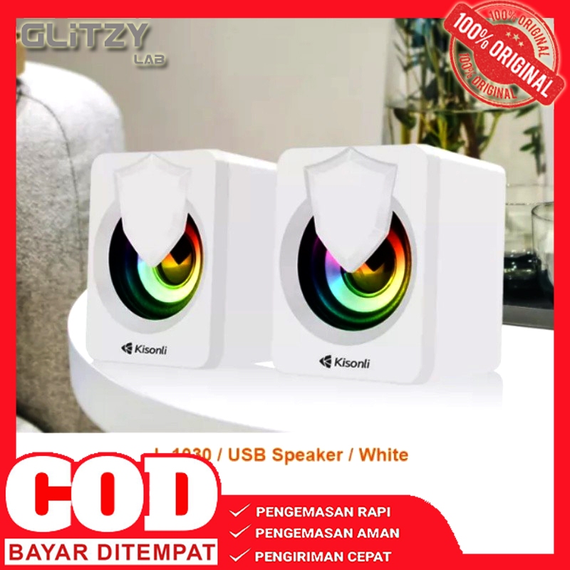 Speaker Aktif Jack Aux 3.5mm Speaker Komputer Laptop PC L1030-PUTIH - Glitzy