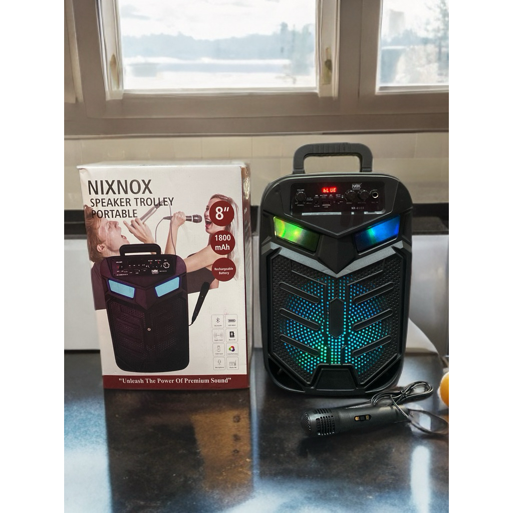 [TLA] SPEAKER BLUETOOTH KARAOKE SIZE 8 INCH NIXNOX NX-8106 Free 2 Mic Wireless Speaker Fullbass