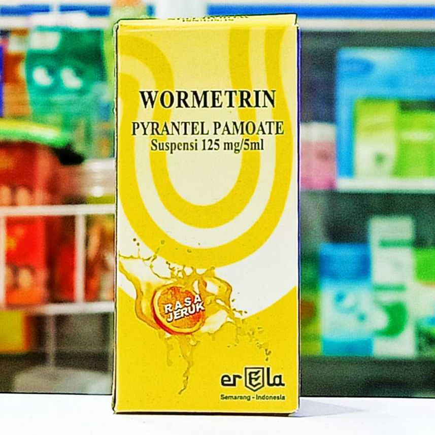 [GROSIR] WORMETRIN PYRANTEL PAMOATE SUSPENSI 125MG (SIRUP 10ML) RASA JERUK - OBAT CACING UNTUK ANAK
