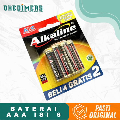 Alkaline LR6/AAA / Baterai Alkaline AAA Isi 6 / ABC Alkaline Ukuran AAA 6 Pcs / Baterai Alkaline