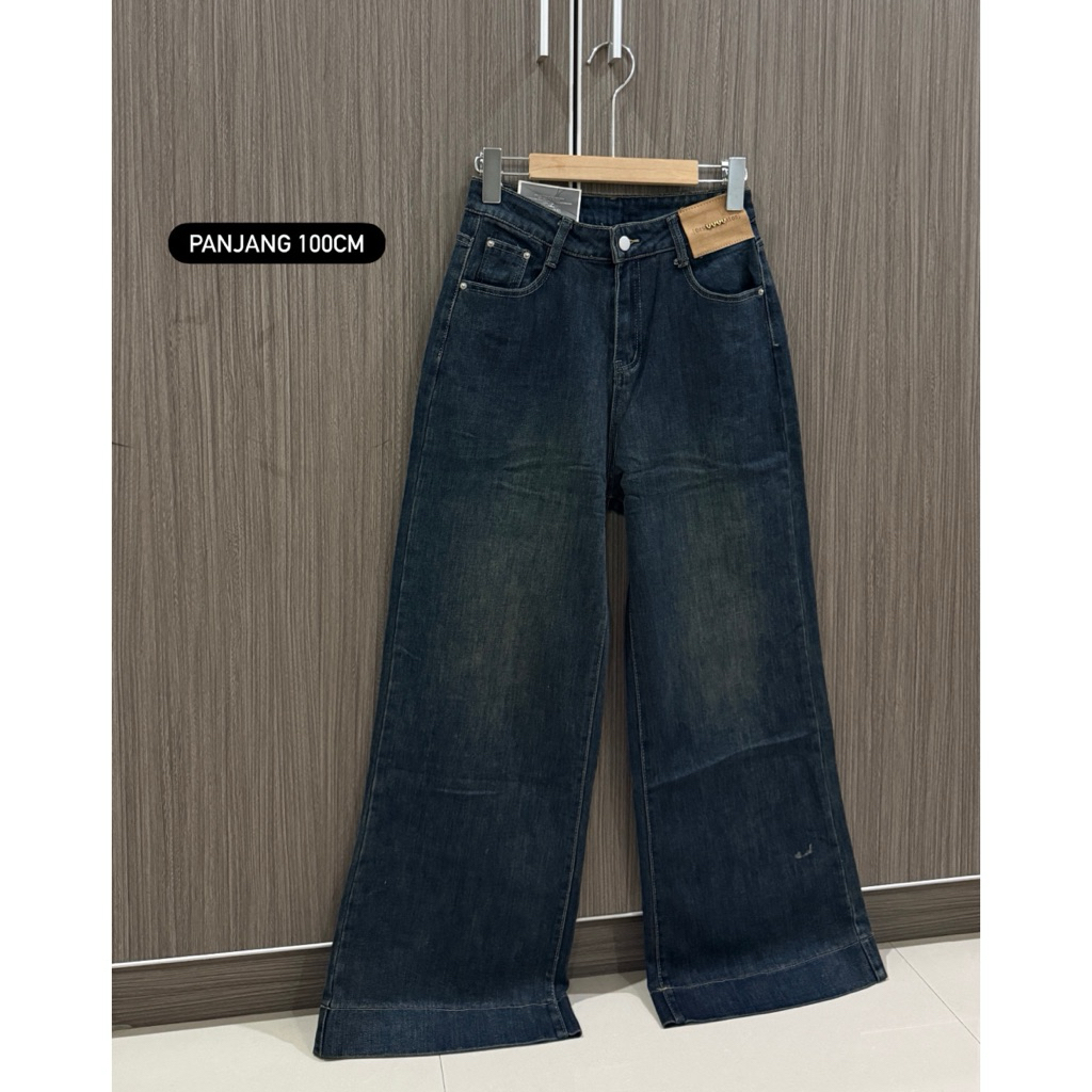 SYENA WIDE MIX JEANS "8636" IMPORT Celana Panjang Jeans wanita