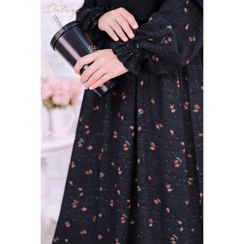 Ditsy Nightgown Fraise Coal black Royal Viscose M XL