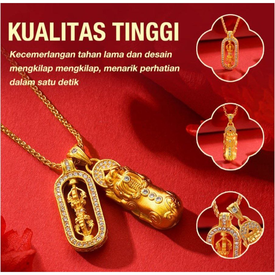 Kalung Pixiu Vajra berlapis emas 24K