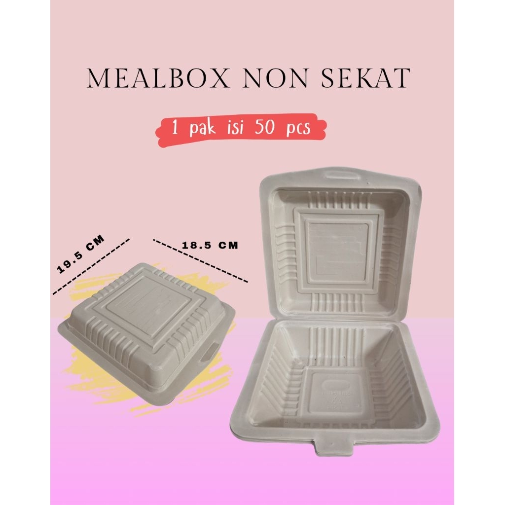 (50 pcs) mealbox non sekat plastik / meal box plastik tanpa sekat