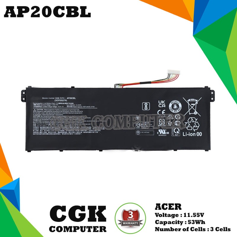 Baterai Laptop Acer TravelMate P214-53 p214-41 AP20CBL