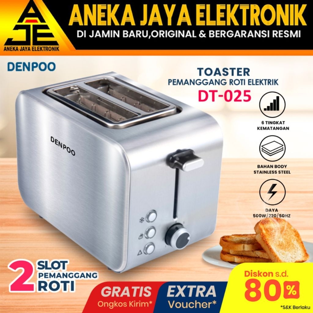TOASTER LISTRIK DENPOO PEMANGGANG ROTI TOASTER - DT 025D