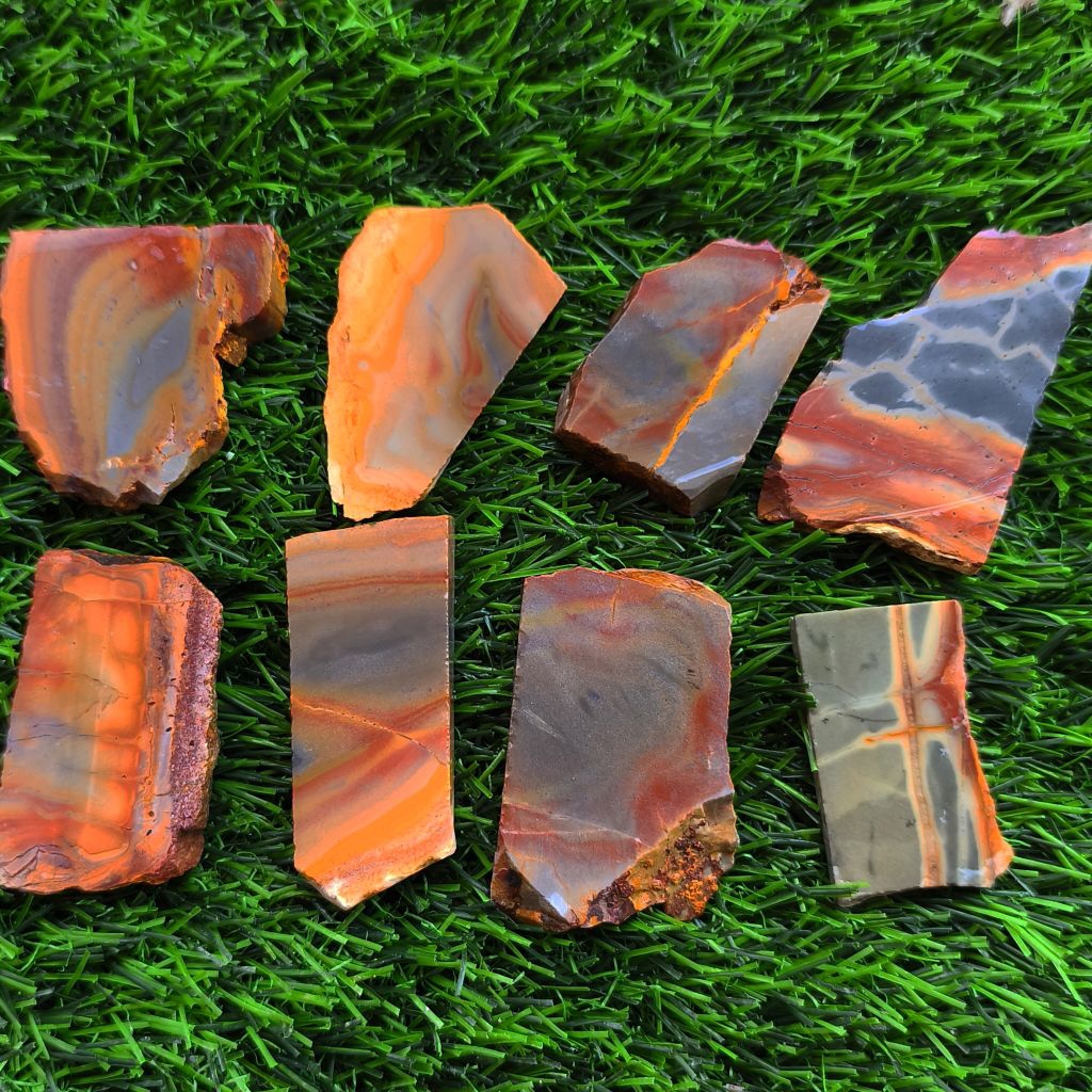 Bahan Batu Jasper Daud Pancawarna Aslu Natural / Bongkahan Batu Jasper Daud Pancawarna / Lempengan B