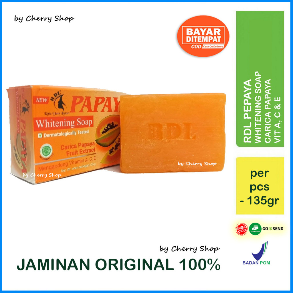 [ORI 100%] Sabun RDL Papaya Whitening Original with Sunscreen BPOM 135gr | Sabun Pepaya RDL | RDL SA