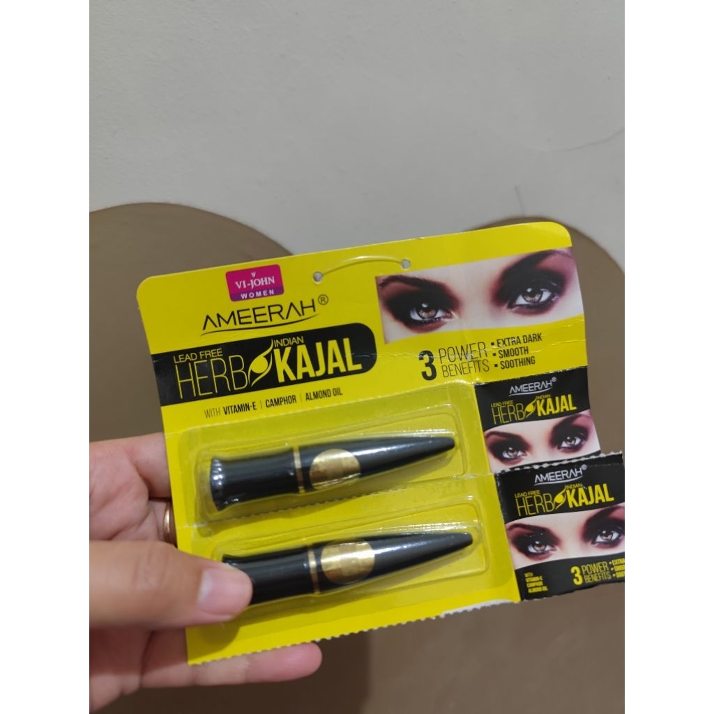 CELAK MATA AMEERAH KAJAL ORIGINAL HITAM PEKAT ANTI AIR SENSASI MINT