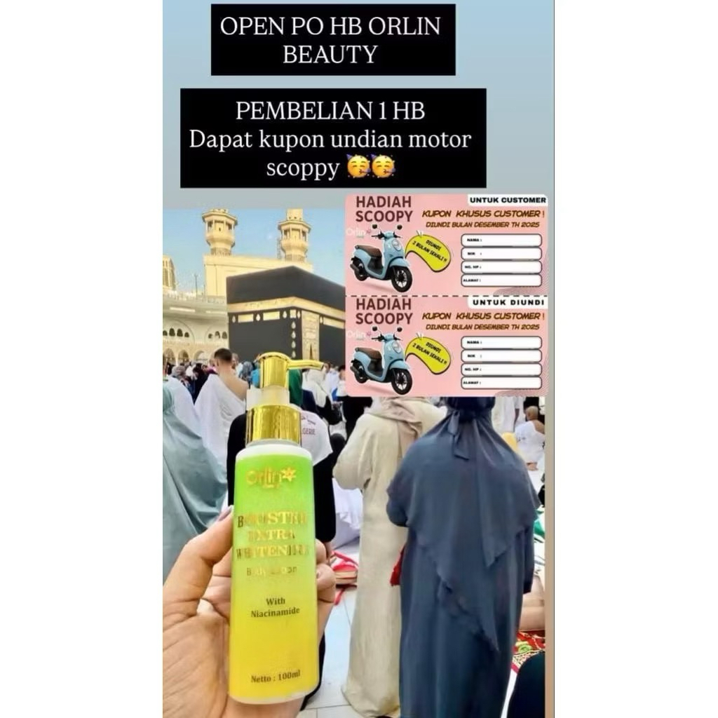 HB Orlin Handbody pemutih kulit BPOM Booster Extra Whitening