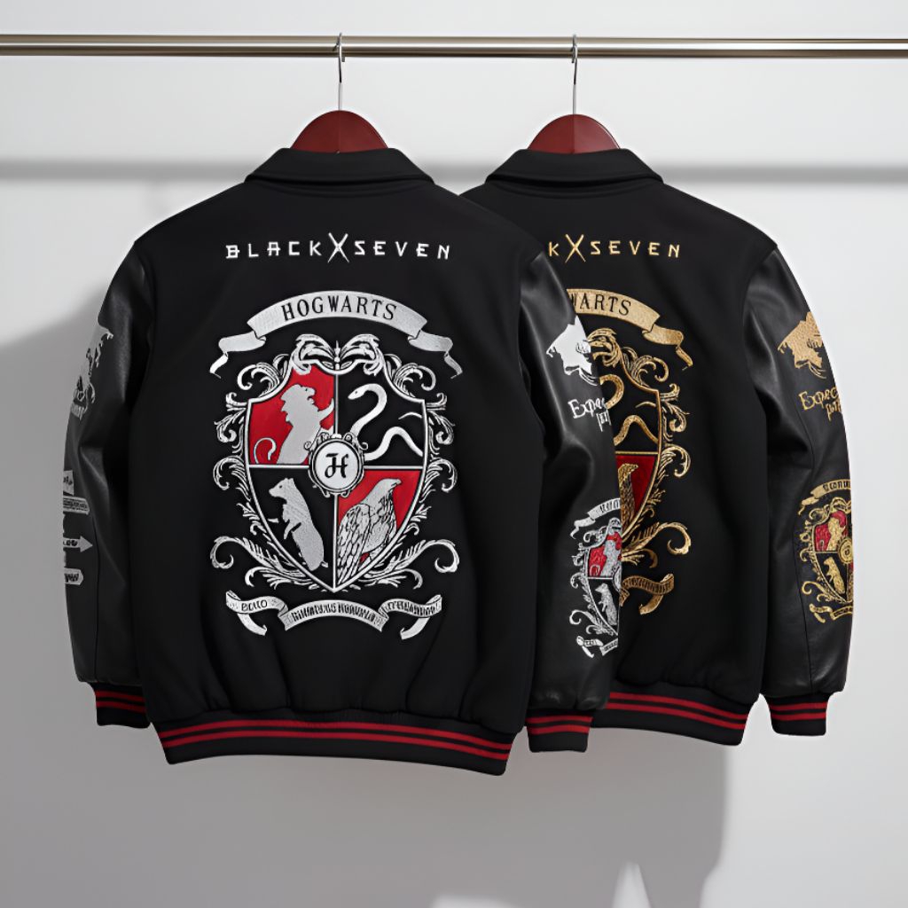 VARSITY JACKET HOGWARTS LEGACY V1 V2 BLACK GOLD | JAKET HARRY POTTER BASEBALL ORIGINAL BLACKSEVEN