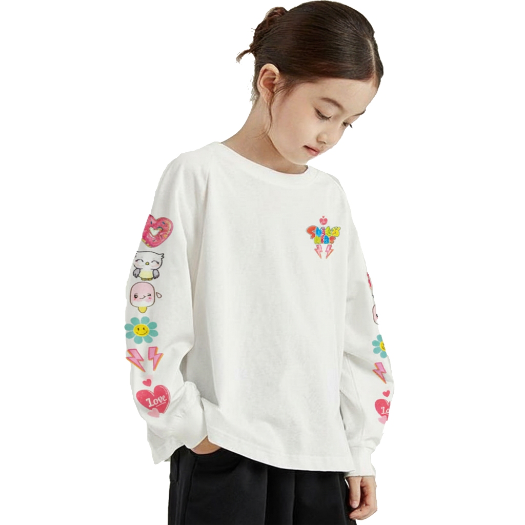 SHIBAKIDS Kaos Oversize  Anak Perempuan Lengan Panjang  Usia 3 tahun sampai 14 tahun