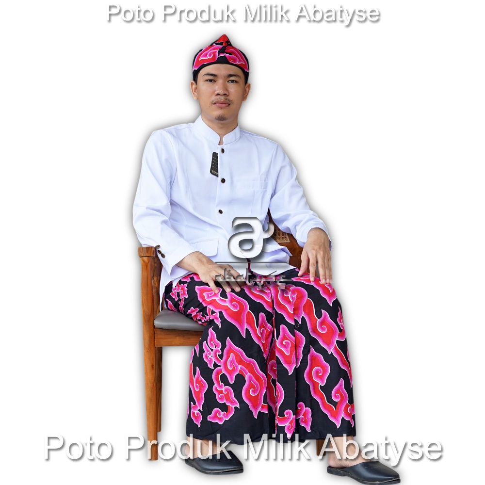 Rok Batik Seragam ASN Cirebon –Rok Batik Cirebon Motif Mega Mendung Hitam Merah