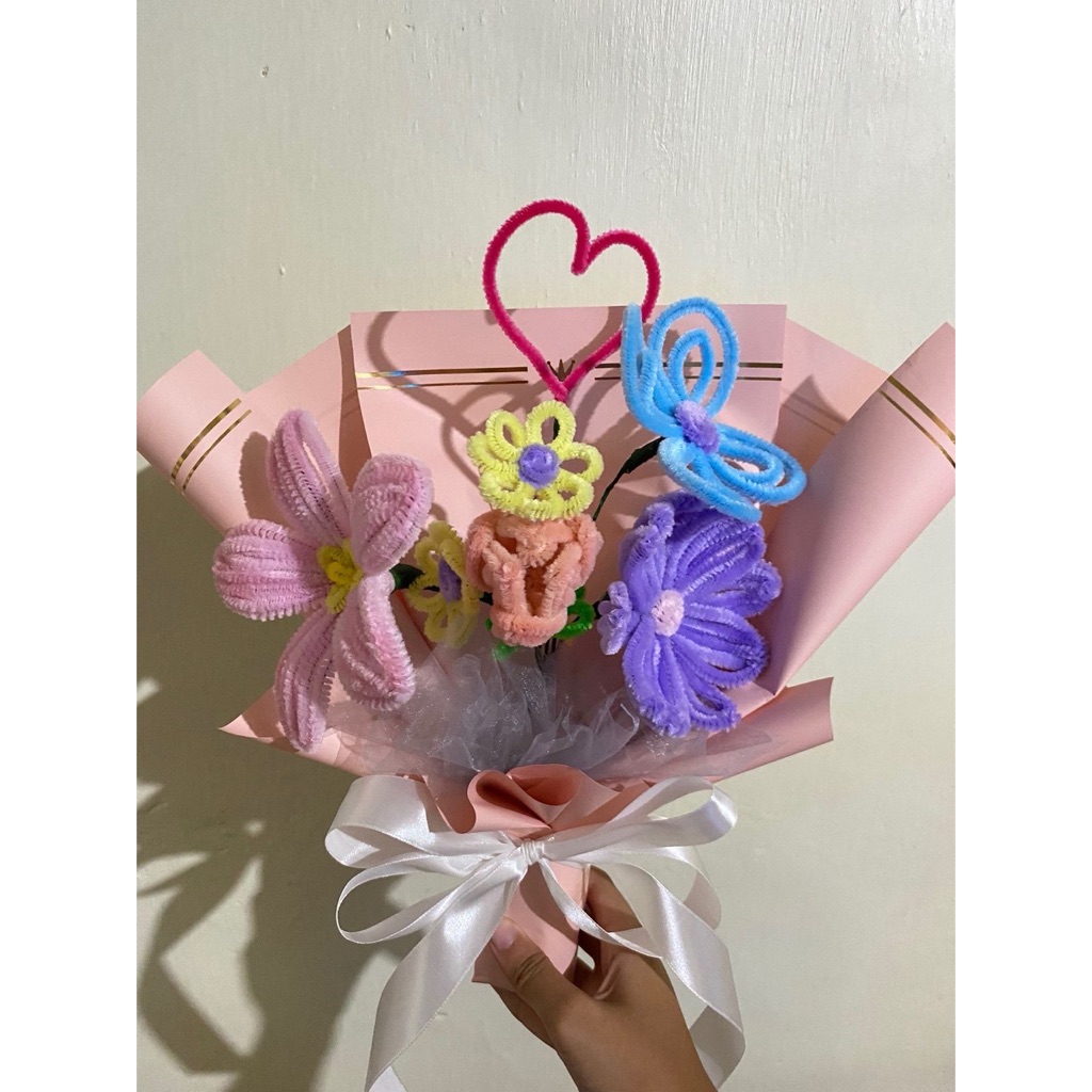 bouqet bunga kawat bulu, single bouqet, medium bouget