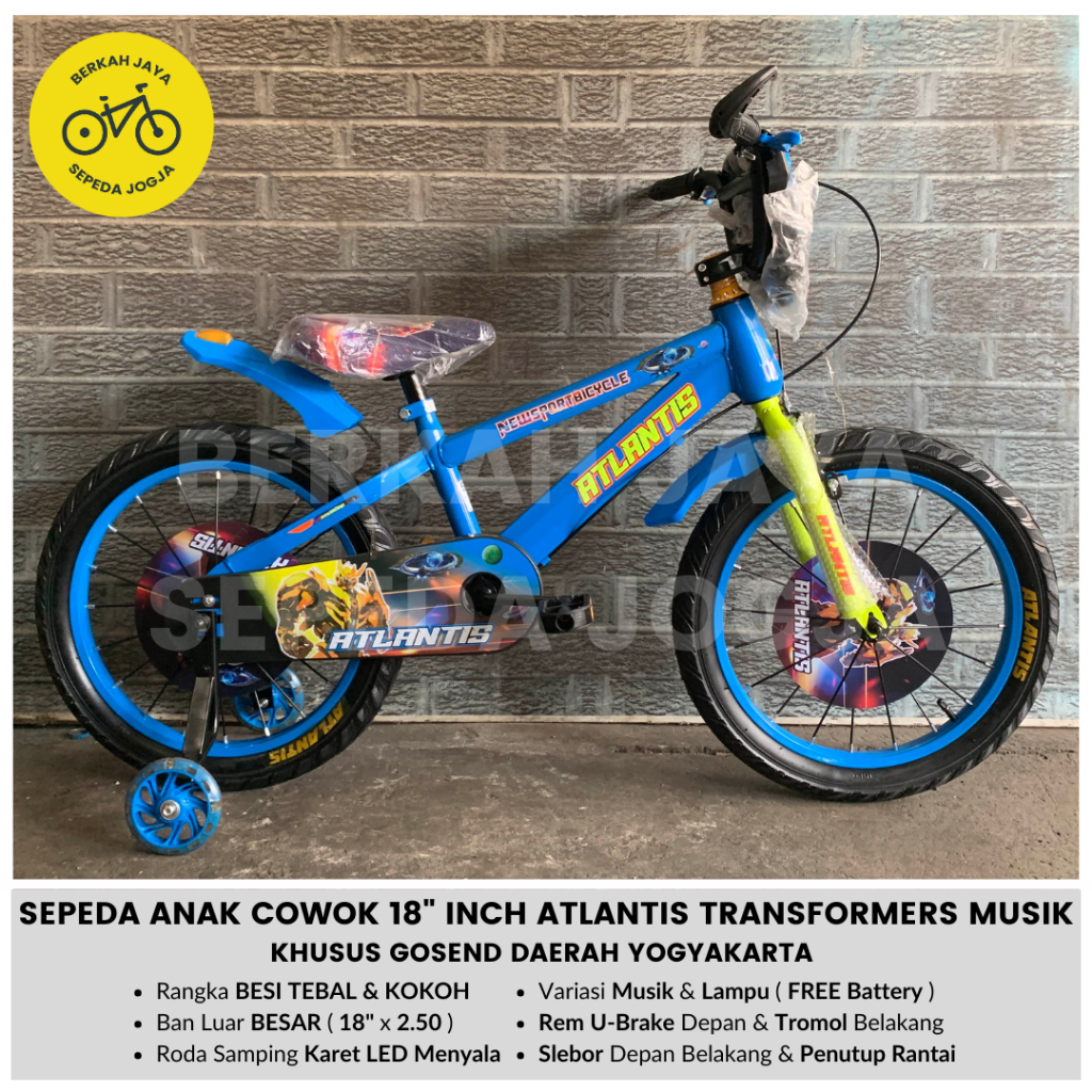 Sepeda BMX Atlantis 18 inch Sepeda Anak Cowok AT A5 Ban 2.50 Musik FREE Batrai