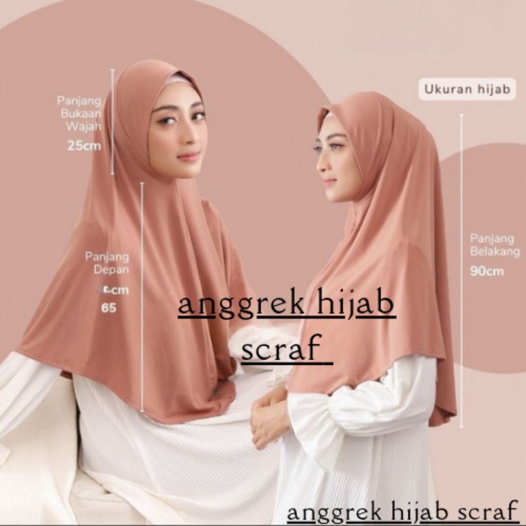 Hijab Khimar Jersey Non Pad Jumbo XL/Kerudung Instan Malay