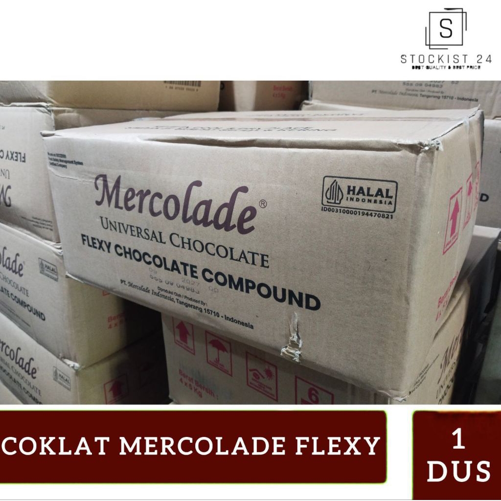 Coklat Blok Mercolade Flexy 5kg × 4 coklat batang Mercolade Flexy 1 Dus