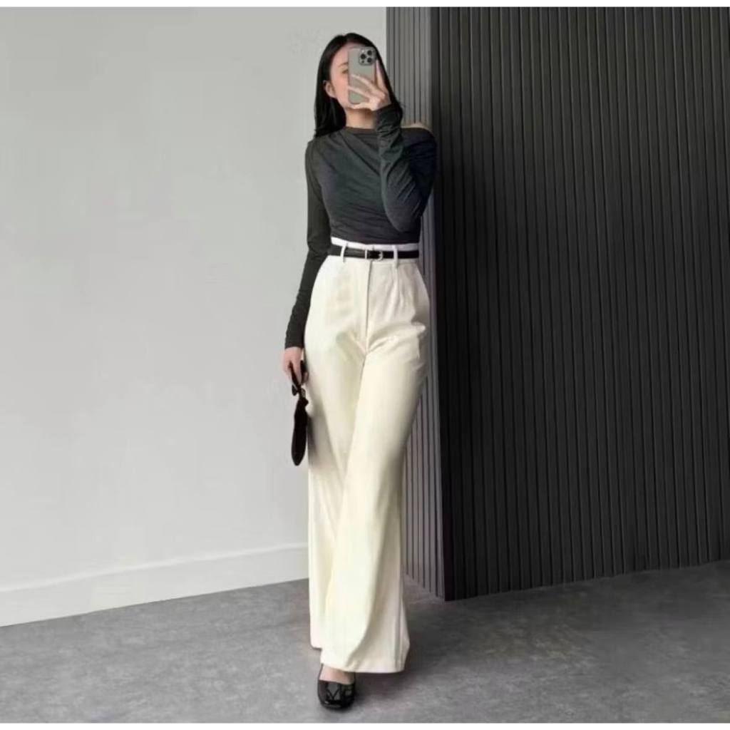 KeyraWear - Etta Pants Celana Baggy Wide Leg Kulot Semiwoll